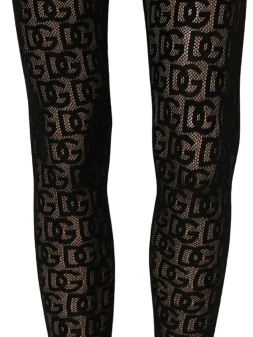 NWT Dolce & Gabbana Black DG Logo Sheer Nylon Thigh High Socks Size SP,S